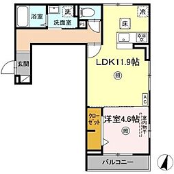 PREMILIFE碩田町 1LDKの間取図画像