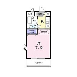GRACE.ONE 1Kの間取図画像