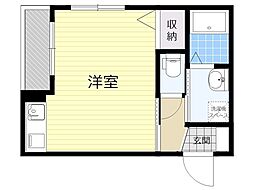 プティシャンブル ワンルームの間取図画像