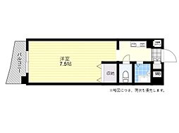 メトロノーム中島 1Kの間取図画像