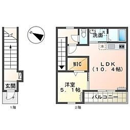 リバーフロント長浜 1LDKの間取図画像