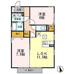 ユアヒルズ 2LDKの間取図画像