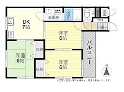 カーサ津田 3DKの間取図画像