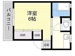 ビューハイム新川 1Kの間取図画像