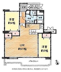昭島つつじが丘ハイツ4号棟 2LDKの間取図画像