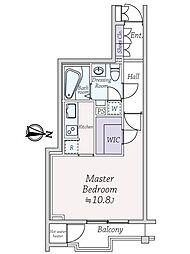 エクティ神山町 1Kの間取図画像