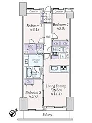 ライオンズマンション乃木坂 3LDKの間取図画像