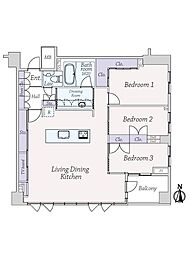 スタイルハウス恵比寿 3LDKの間取図画像