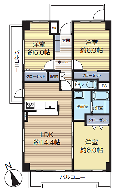 3LDK 間取り