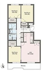 西原グリーンハイツ12号棟 3LDKの間取図画像