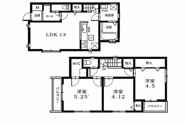 家族のコミュニケーションを育む、13畳のLDKを中心とした住まいです。2階には個室が3部屋あり、収納も各所に配置されているため、ライフスタイルに合わせて家族それぞれが心地よく過ごせる空間が叶います。