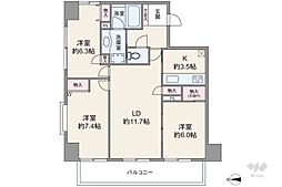 ヴィルヌーブ文京・千駄木 3LDKの間取図画像