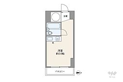 上野アビタシオン ワンルームの間取図画像