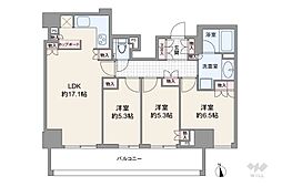 クラッシィタワー新宿御苑 3LDKの間取図画像