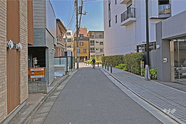 敷地の北東側前面道路（北西側から）