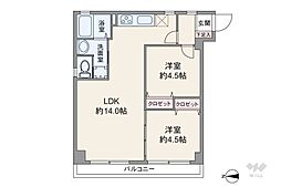 ライオンズマンション神楽坂第2 1LDKの間取図画像