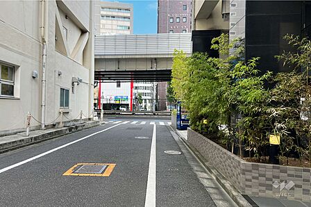 敷地の北東側前面道路(北西側から)