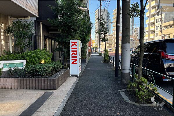 敷地の北東側前面道路（南東側から）