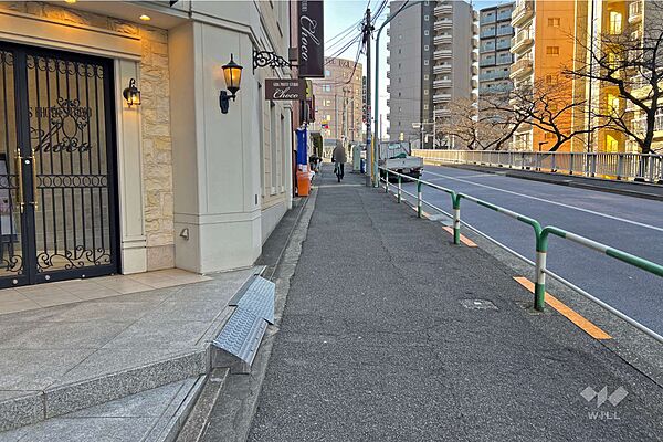 敷地の北東側前面道路（南東側から）