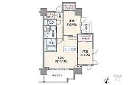 クリオラベルヴィ市ヶ谷 2LDKの間取図画像