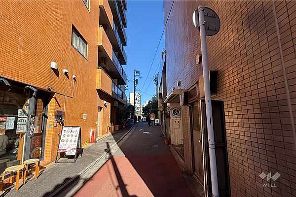 敷地の北西側前面道路（南西側から）