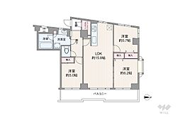 朝日白山マンション 3LDKの間取図画像