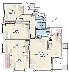 パルク宮の沢イースト 4SLDKの間取図画像
