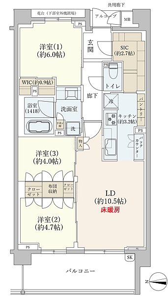 3LDK 間取り
