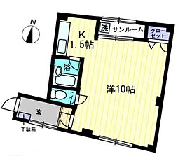宮脇第15マンション 1Kの間取図画像