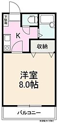 クレイドル志度2 1Kの間取図画像