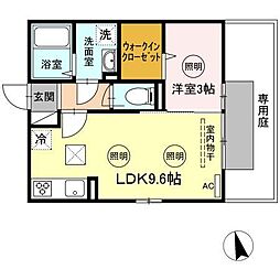 スカイブルーB 1LDKの間取図画像