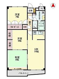 イトーピア高松1～16号東棟 3LDKの間取図画像
