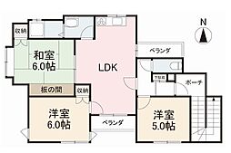 シブヤコーポ花の宮A 3LDKの間取図画像