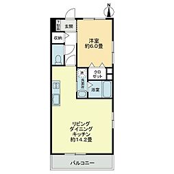 エバーグリーン 1LDKの間取図画像