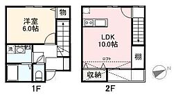 ヴィラ・アンソレイエ高松西B 1LDKの間取図画像