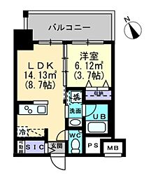 アルファレガロ福田町 1LDKの間取図画像