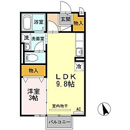 ボナール三条A 1LDKの間取図画像