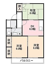 レジデンスオリーブB 3DKの間取図画像
