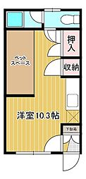 コーポわたなべ ワンルームの間取図画像