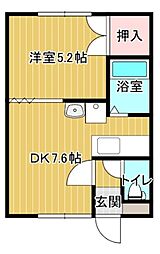 ハイツせせらぎ 1DKの間取図画像