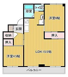 グランメール向陽02 2LDKの間取図画像