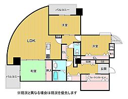 アールフォーレ到津オブジェ-1 3LDKの間取図画像