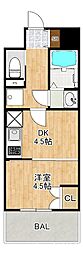 桜ヒルズ黄金 1DKの間取図画像