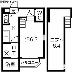 K'sGarden栄生2 1Kの間取図画像