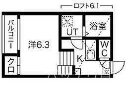 パルクカナヤマ1 1Kの間取図画像