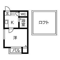メゾンα 1Kの間取図画像