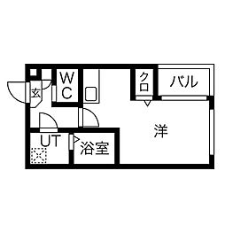 ハーモニーテラス城木町3 1Kの間取図画像