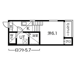 ハーモニーテラスサニーベール志賀町 1Kの間取図画像