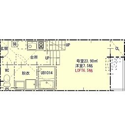 ハーモニーテラス西日置2 1Kの間取図画像