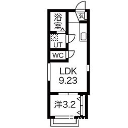 クレスト中村 1LDKの間取図画像